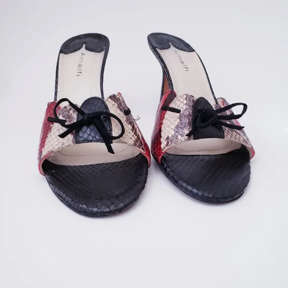 Vintage Amalfi Snakeprint Leather Slip-on Heels - Picture 4 of 14